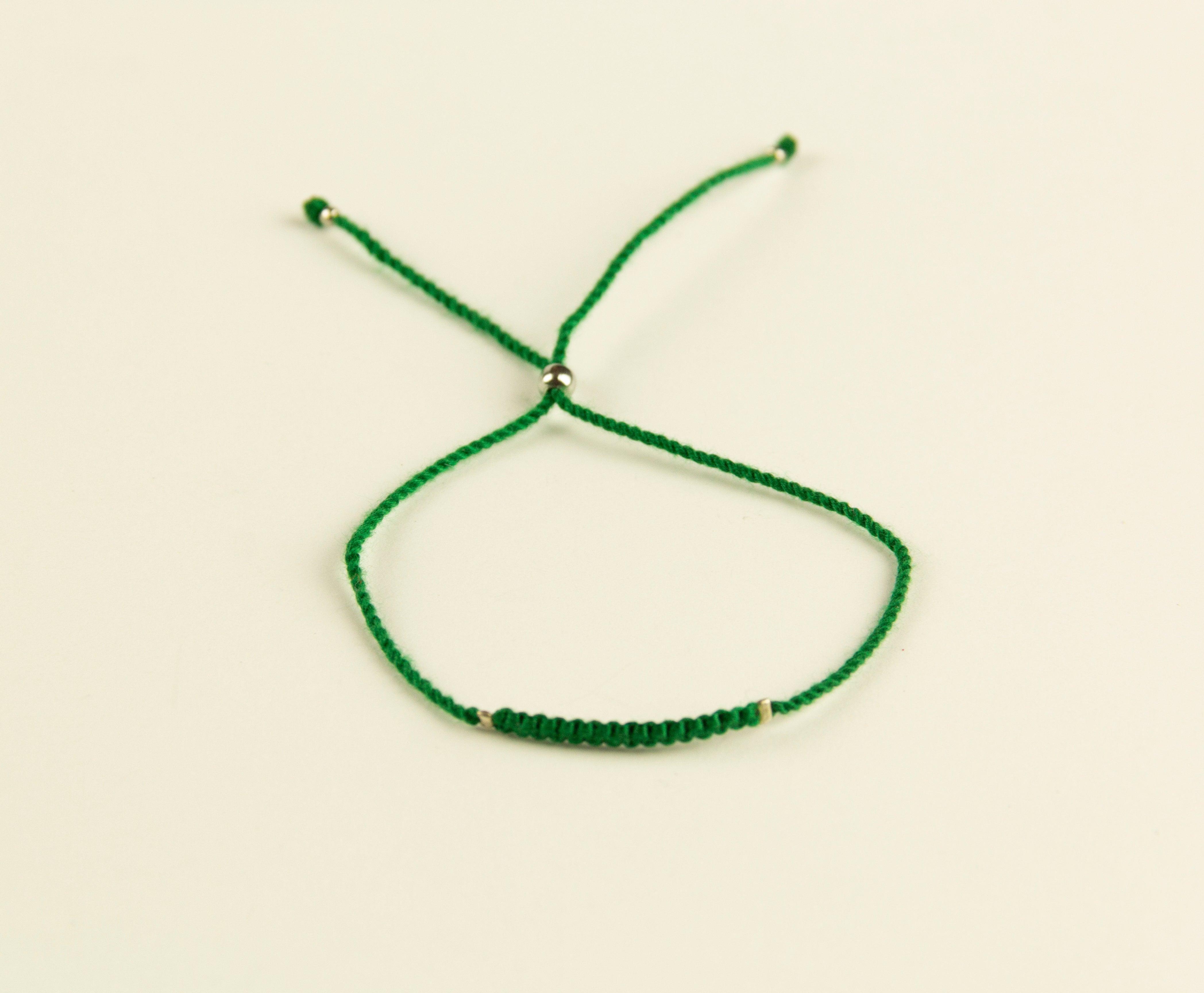 Green Bracelet with Silver Beads - Meraki Store