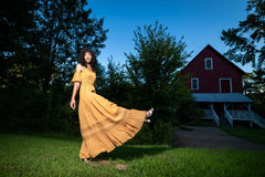 Artyska Yellow Long Dress For Fall - Meraki Store