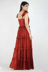 Artyska Brick Red Long Dress - Meraki Store