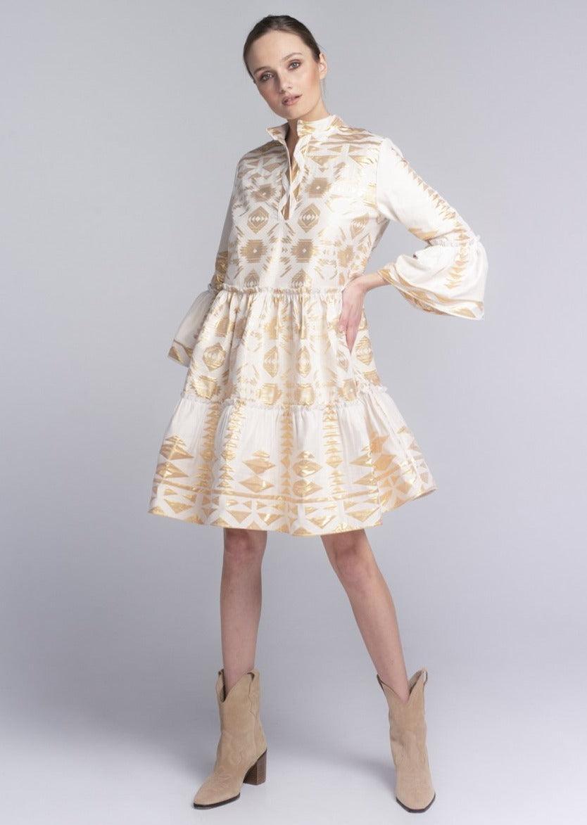 Maxi Tiered Gold Dress - Meraki Store