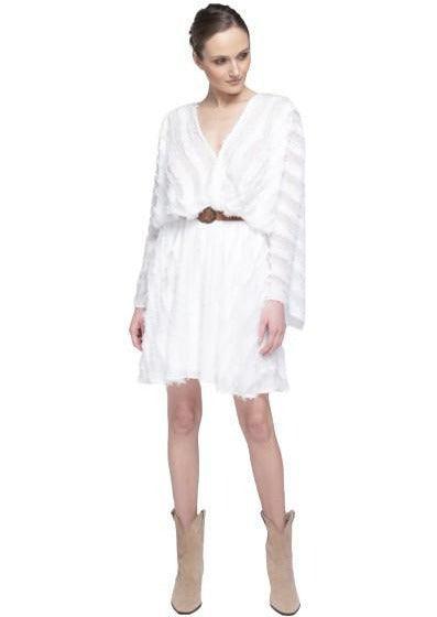 Mini Feather White Dress - Meraki Store