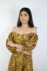 Artyska Women's Off Shoulder Printed Kalamkari Long Dress - Meraki Store