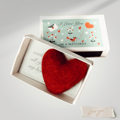Wool Heart & Love Message Matchbox