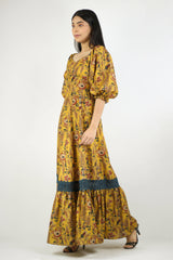 Artyska Women's Off Shoulder Printed Kalamkari Long Dress - Meraki Store